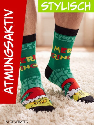 The Grinch Socken 'Merry Grinchmas'‌ in Grün