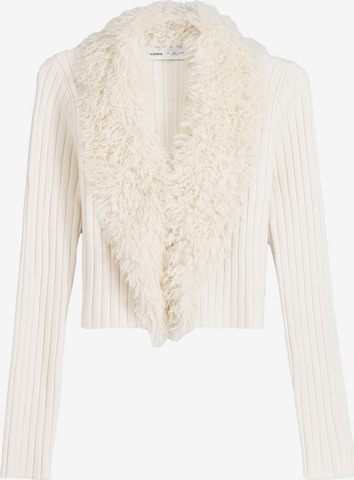 Bershka Knit Cardigan in Beige: front