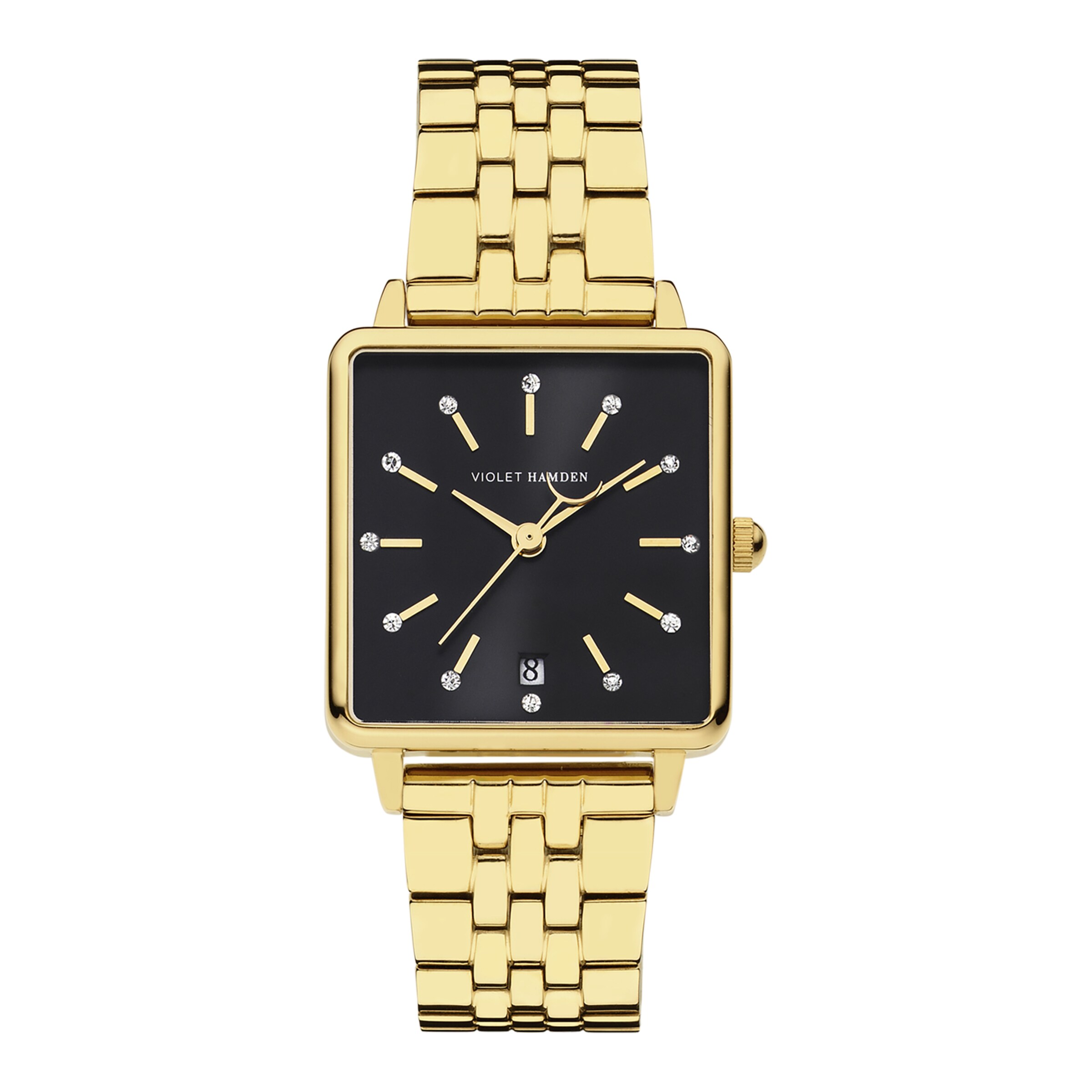 Violet Hamden Analog Watch in Gold: front