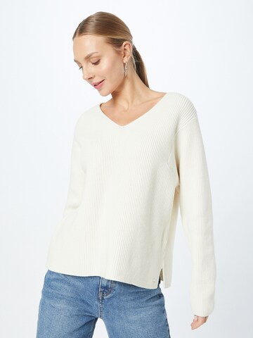 TOM TAILOR DENIM Sweater in White: front