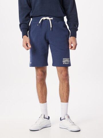 Superdry Regular Pants in Blue: front