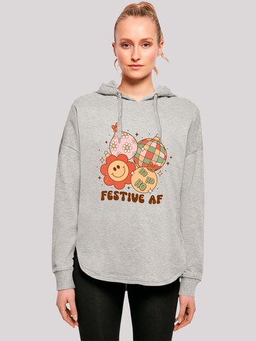 F4NT4STIC Sweatshirt 'Festive AF Christmas Tree Balls' in Grey: front