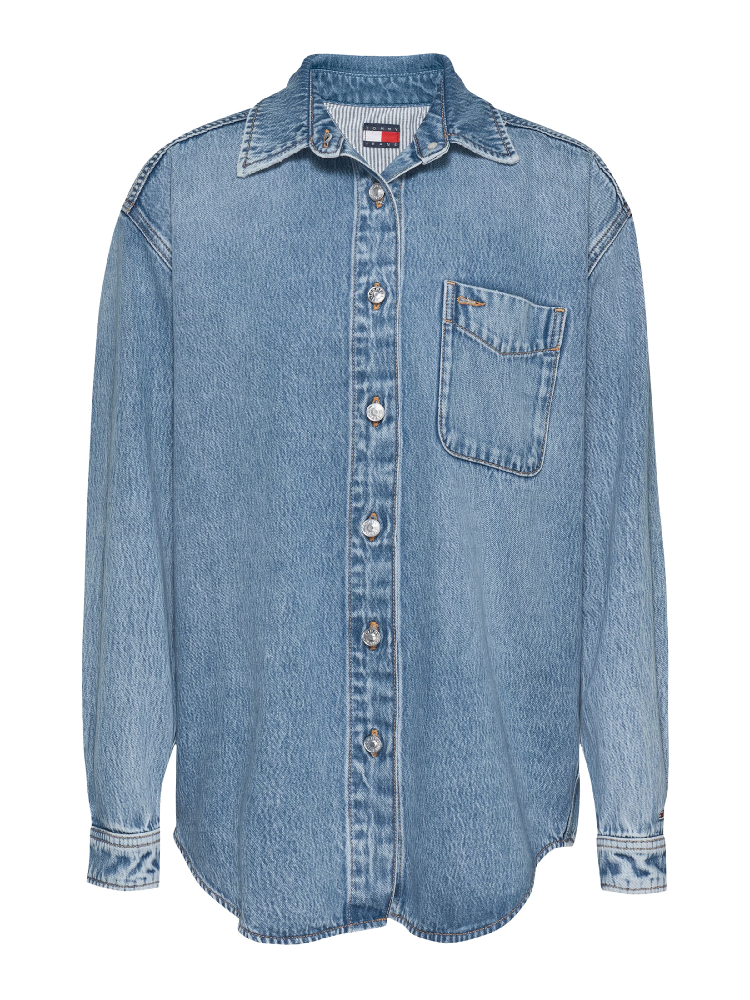 Tommy Jeans Φθινοπωρινό και ανοιξιάτικο μπουφάν σε μπλε: μπροστά