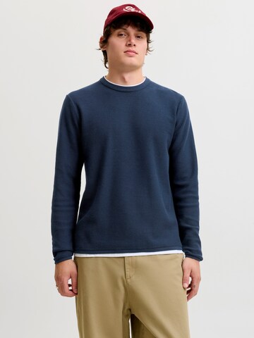JACK & JONES Пуловер 'JORFREDERIKSBERG' в синьо: отпред
