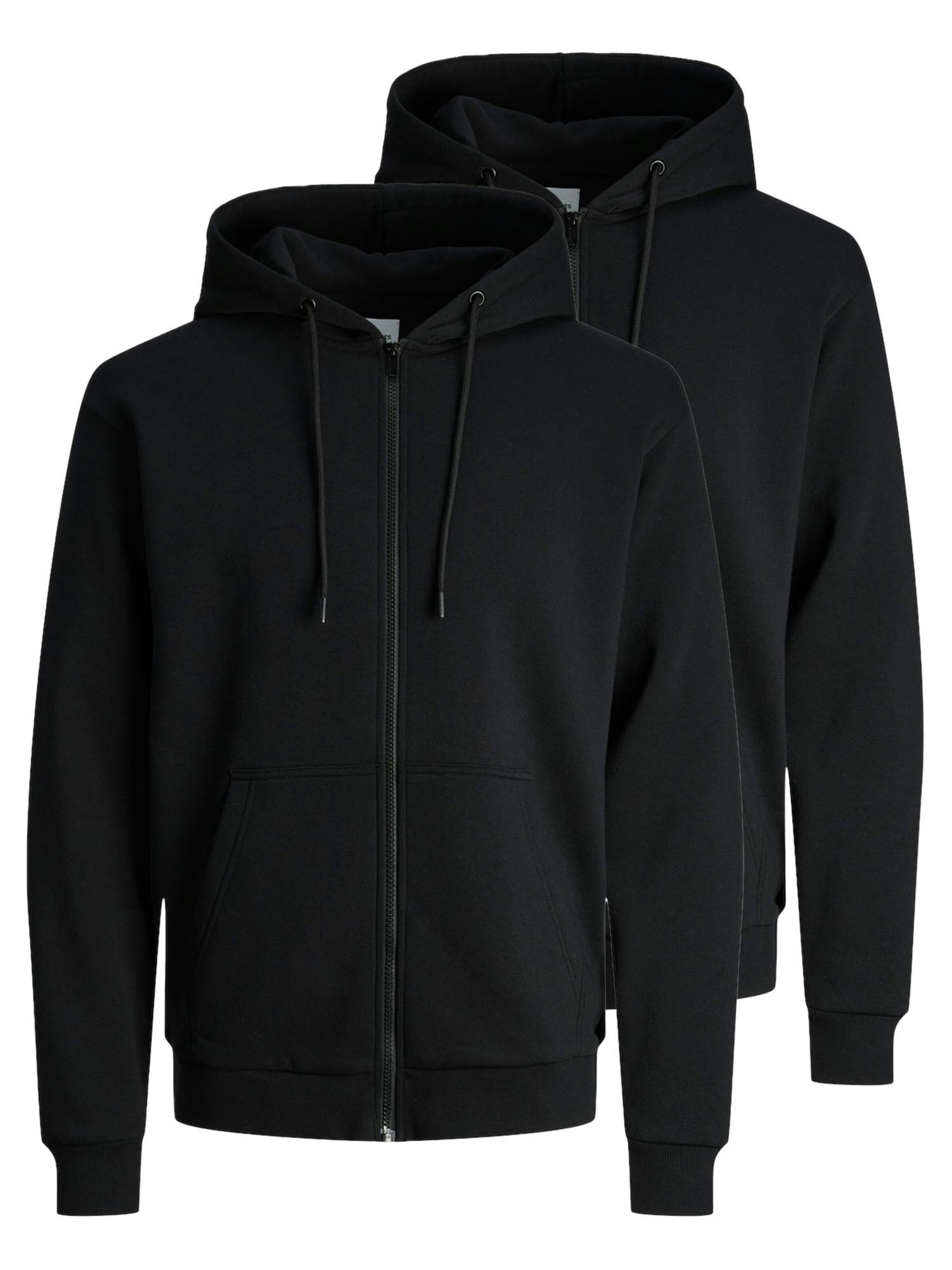 JACK & JONES Zip-Up Hoodie 'Bradley' in Black: front