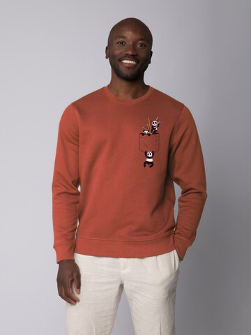 Sweat-shirt 'Pocket Pandas' Watapparel en marron : devant