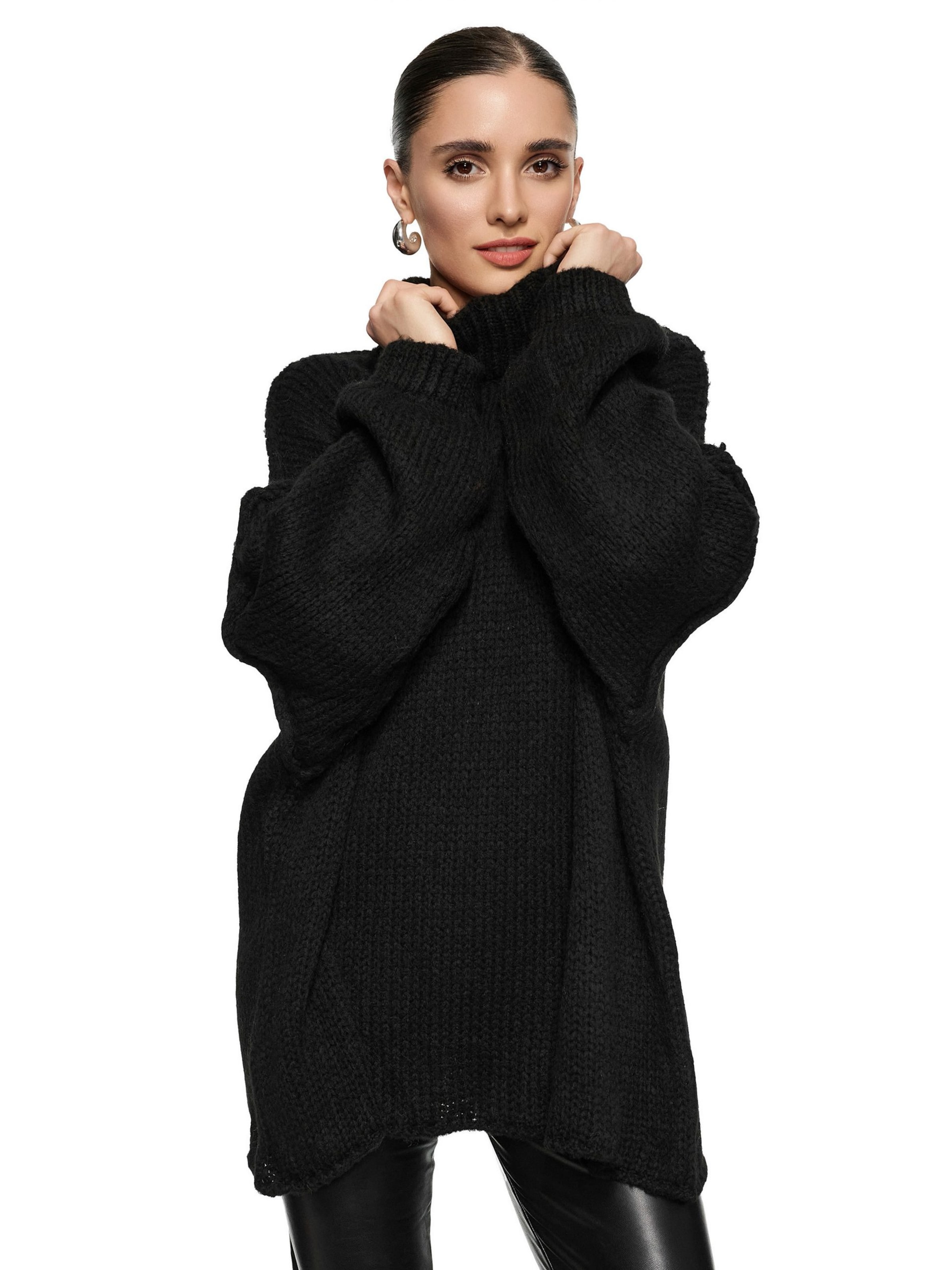 Worldclassca Oversized Sweater 'Strickpullover Oversized mit Stehkragen' in Black, Item view