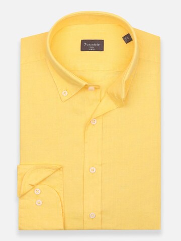 Slim fit Camicia business 'Leonardo Linen Man Shirt Pink' di 7Camicie in giallo