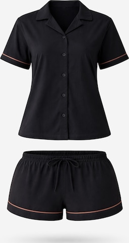 LEAFLETIC Korte pyjama 'Leafletic Women’s Night Wear Short Set' in Zwart: voorkant