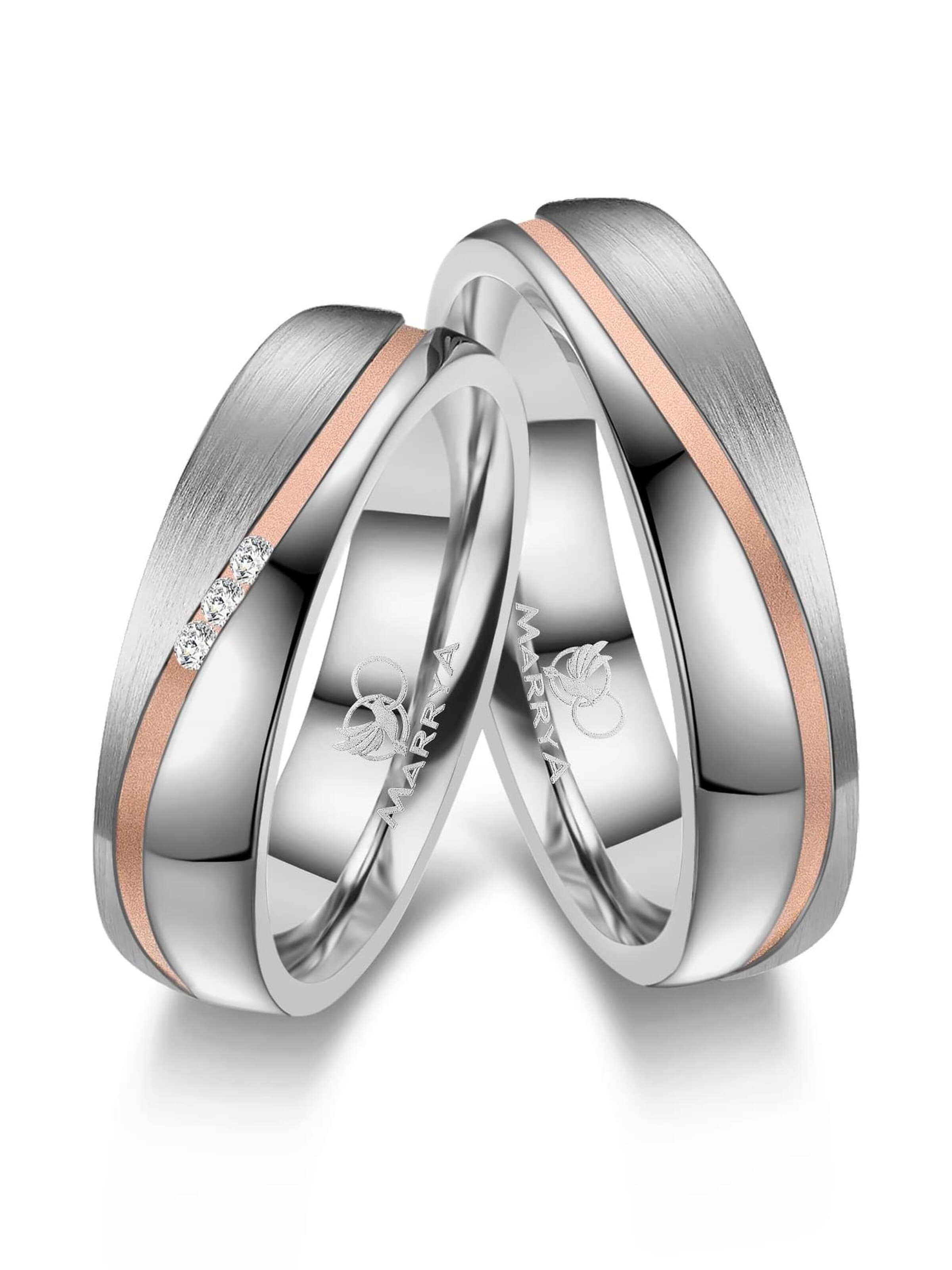 MARRYA Ring 'MARRYA ES-11 Ehering aus Edelstahl - Silberfarben & Rosé' in Mixed colors