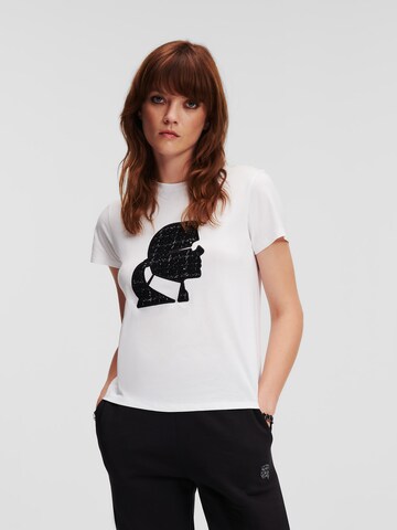 T-shirt ' Boucle Profile ' Karl Lagerfeld en blanc : devant