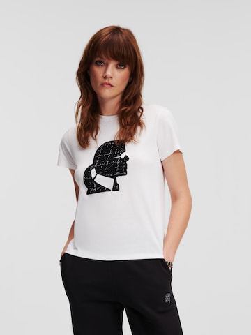 Tricou ' Boucle Profile ' de la Karl Lagerfeld pe alb: față