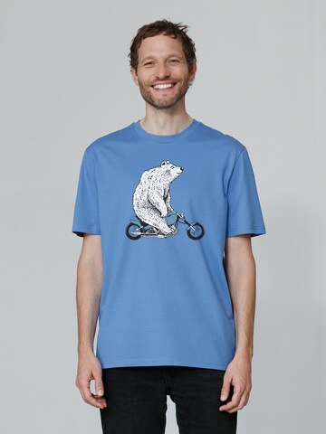 T-Shirt 'Bär auf Bike' Watapparel en bleu : devant