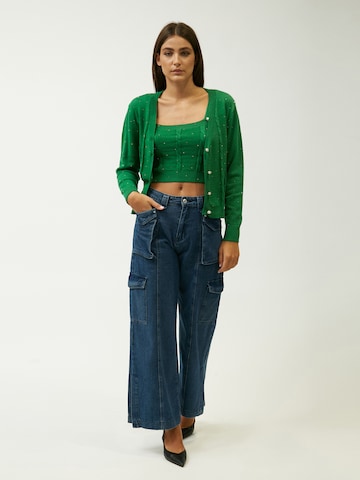 Influencer Strickjacke in Grün