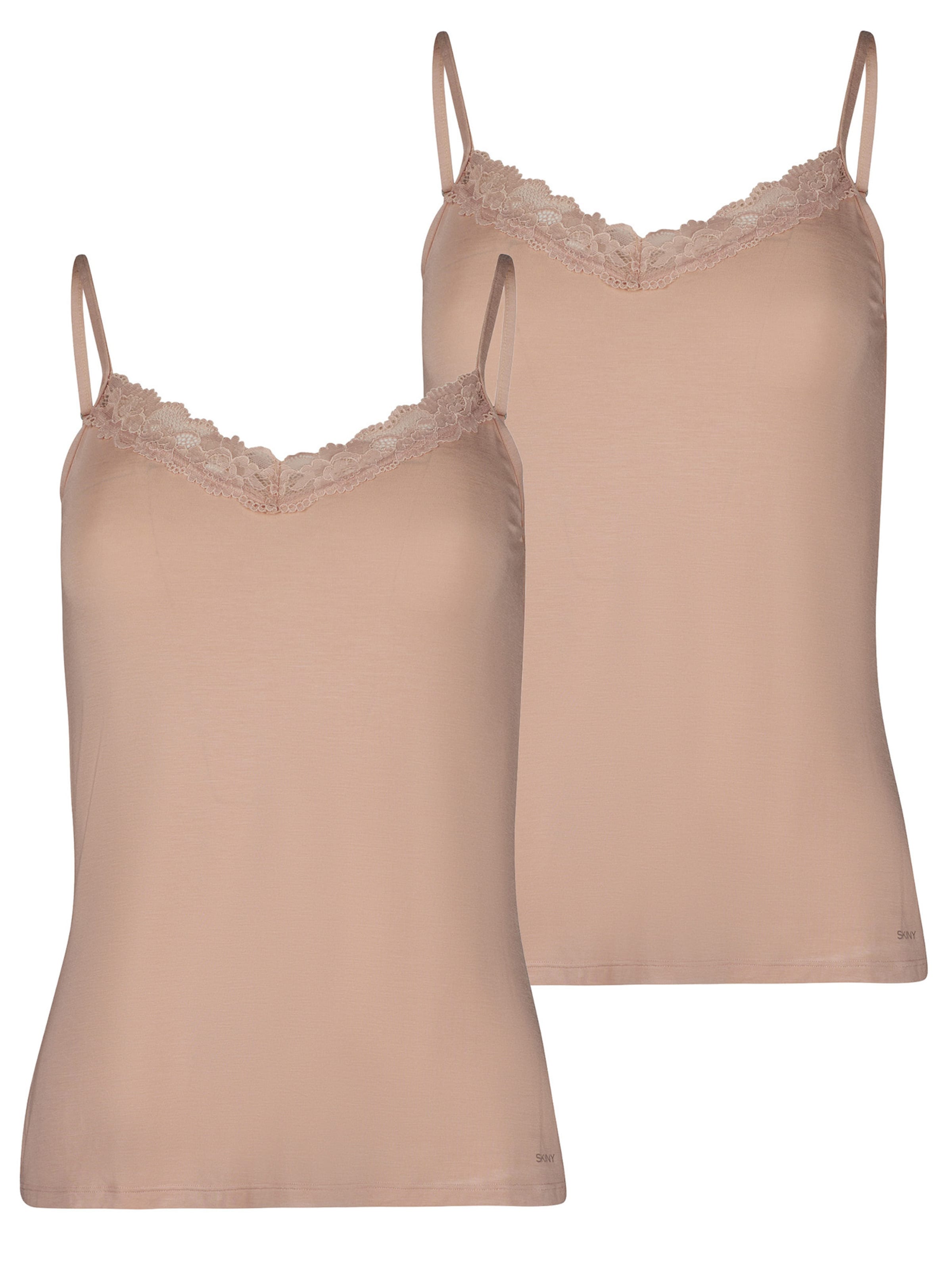 Skiny Spaghettitop ' Modal Lace ' in Beige: Vorderseite