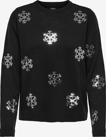 Pullover 'XMAS SNOWFLAKE' di ONLY in nero: frontale