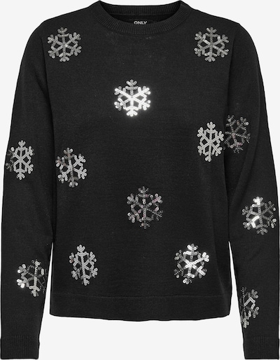 ONLY Sweater 'XMAS SNOWFLAKE' in Black / Silver, Item view