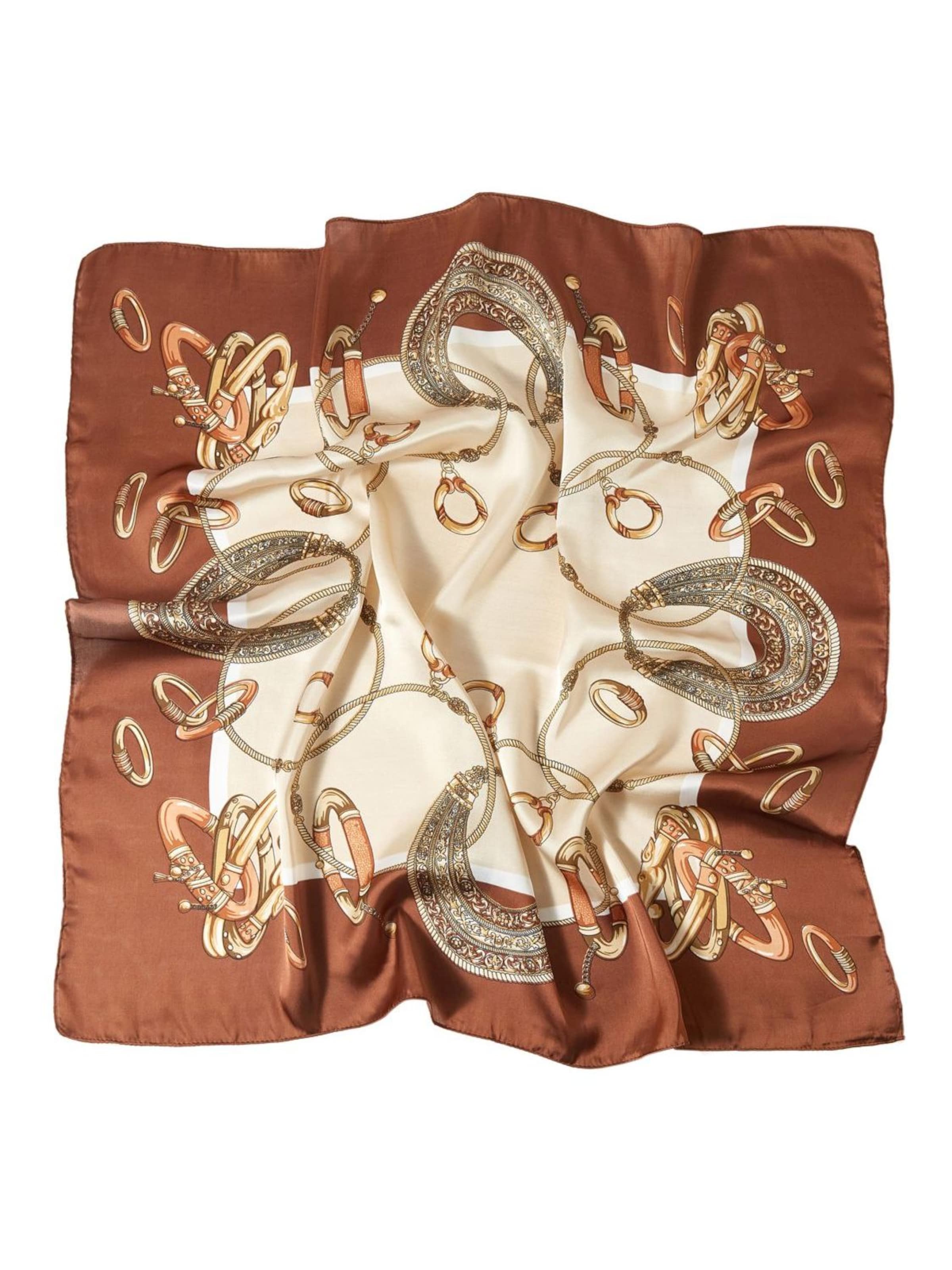 alberto cabale Scarf 'Petit carré de Soie Multirings Cléo' in Brown: front