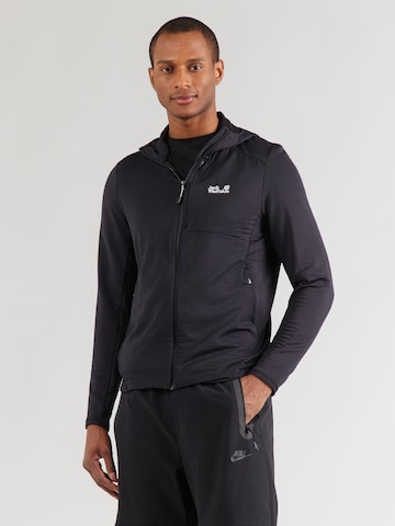 JACK WOLFSKIN Funkční fleecová mikina 'LITESTRIDE' – černá: přední strana