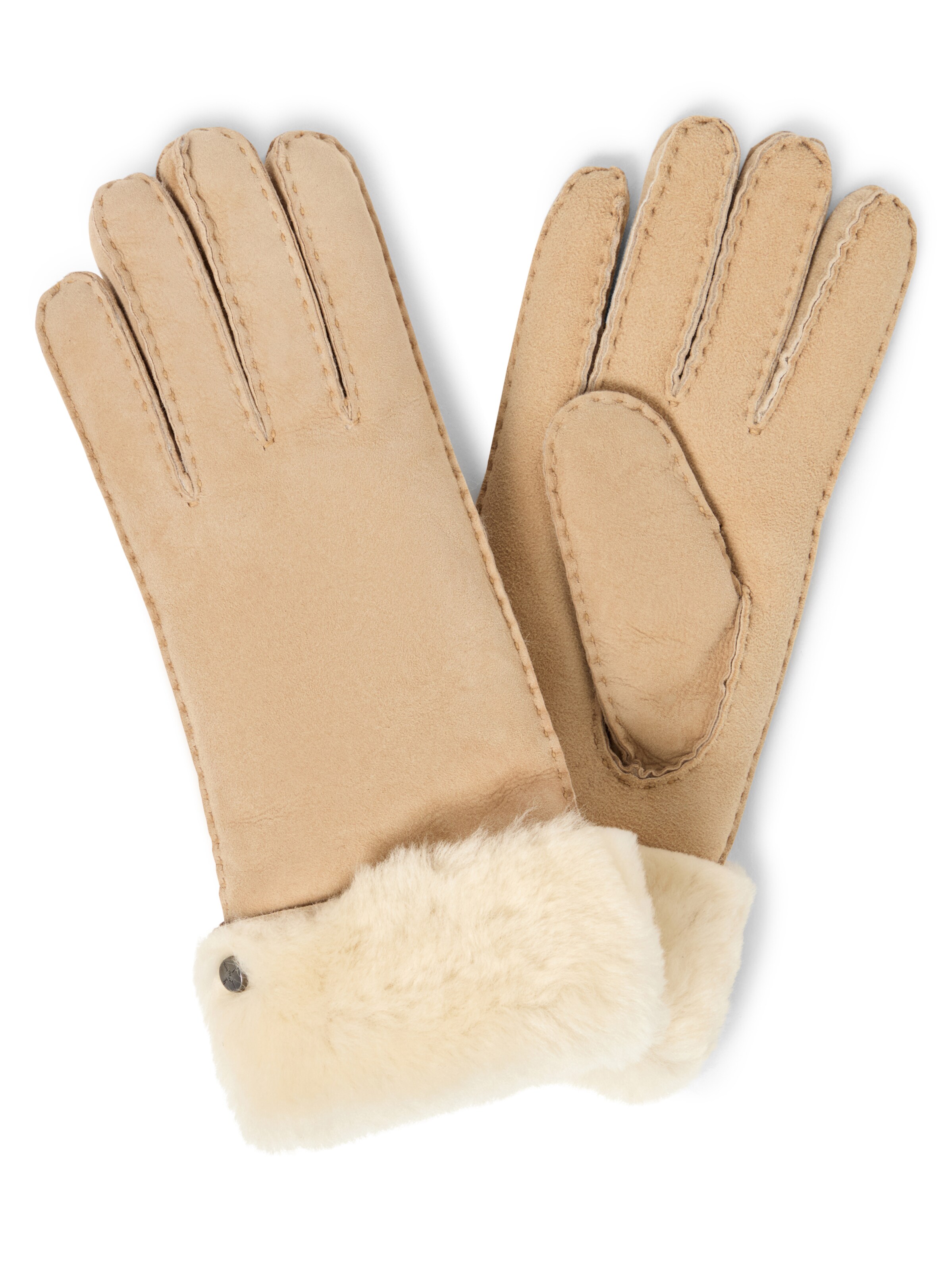 Pearlwood Full Finger Gloves 'Emma' in Beige: front