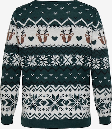 ONLY Carmakoma Sweter 'Xmas' w kolorze zielony