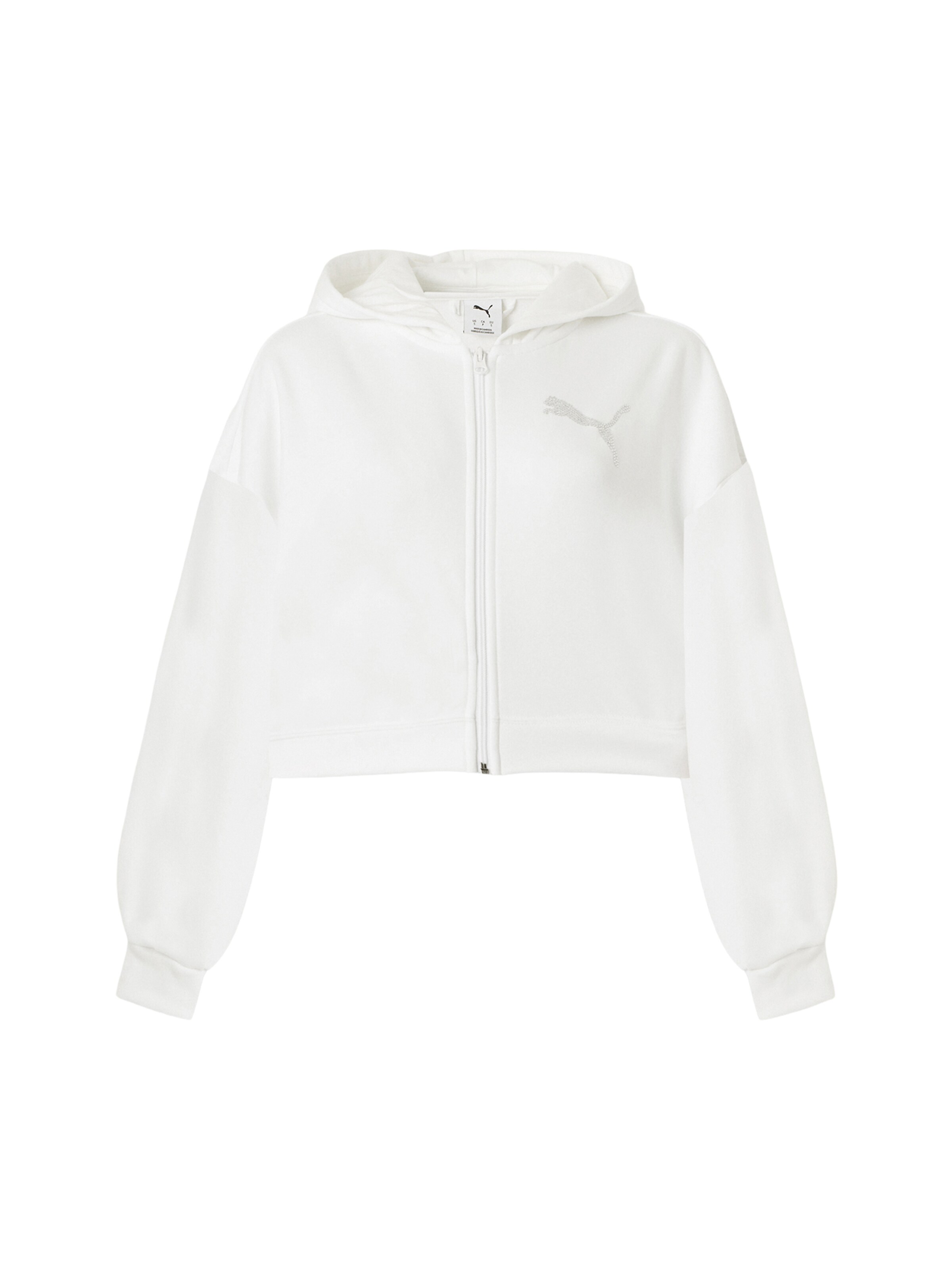PUMA Zip-Up Hoodie 'ESSENTIALS' in White: front