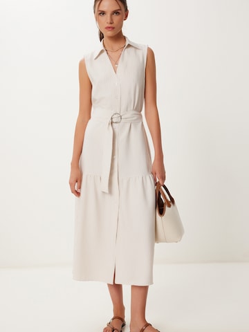 Robe-chemise Happiness İstanbul en beige : devant