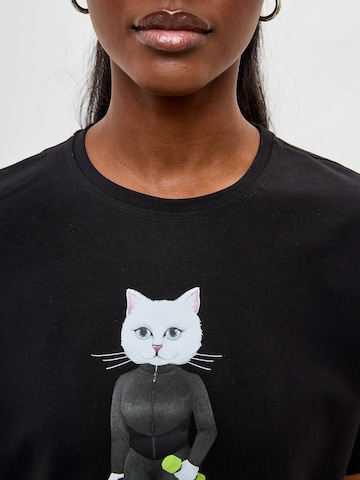 T-shirt 'Sport Cat with Dumbbells' Cat e Lolette en noir