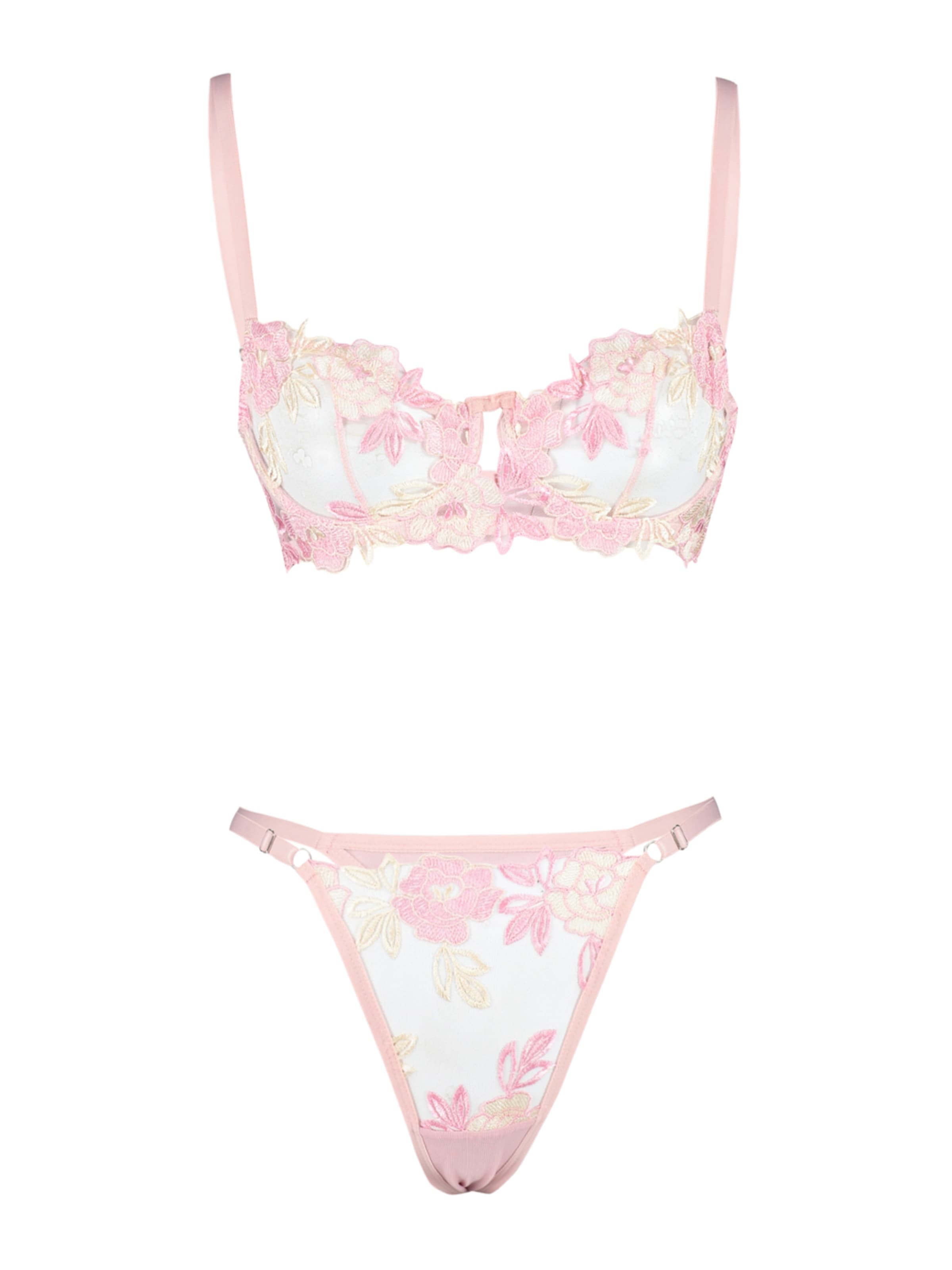 Trendyol - Balconet Conjuntos de ropa interior en rosa: frente