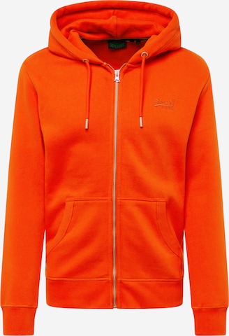 Giacca di felpa 'Essential' di Superdry in arancione: frontale