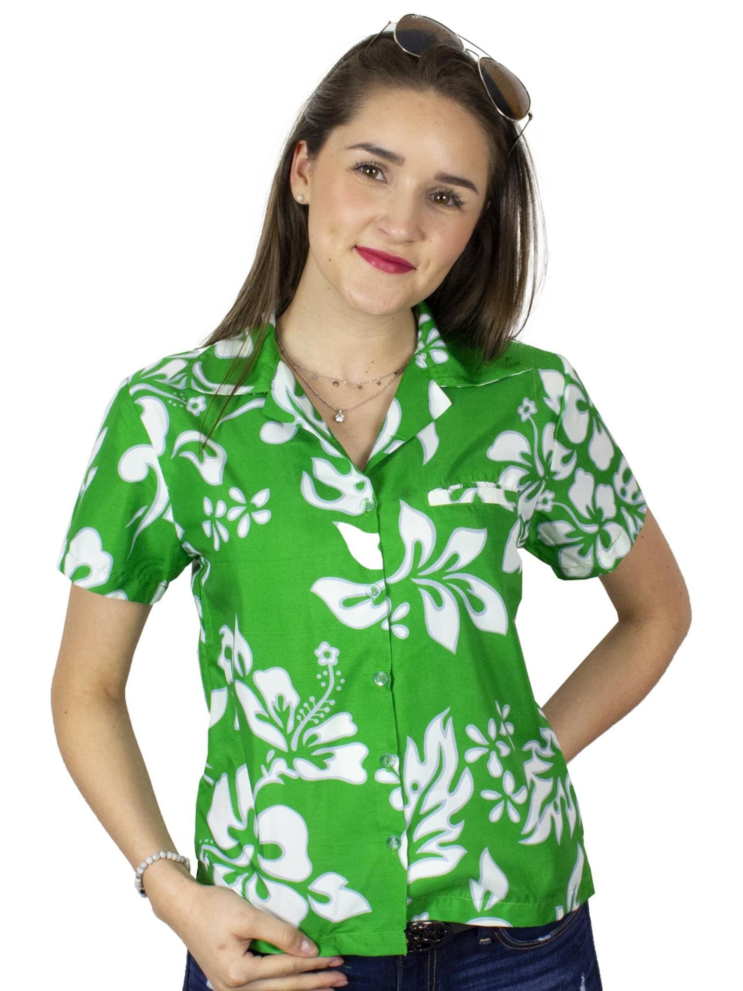 King Kameha Bluse 'Hibiscus'‌‌ in Grün: Vorderseite
