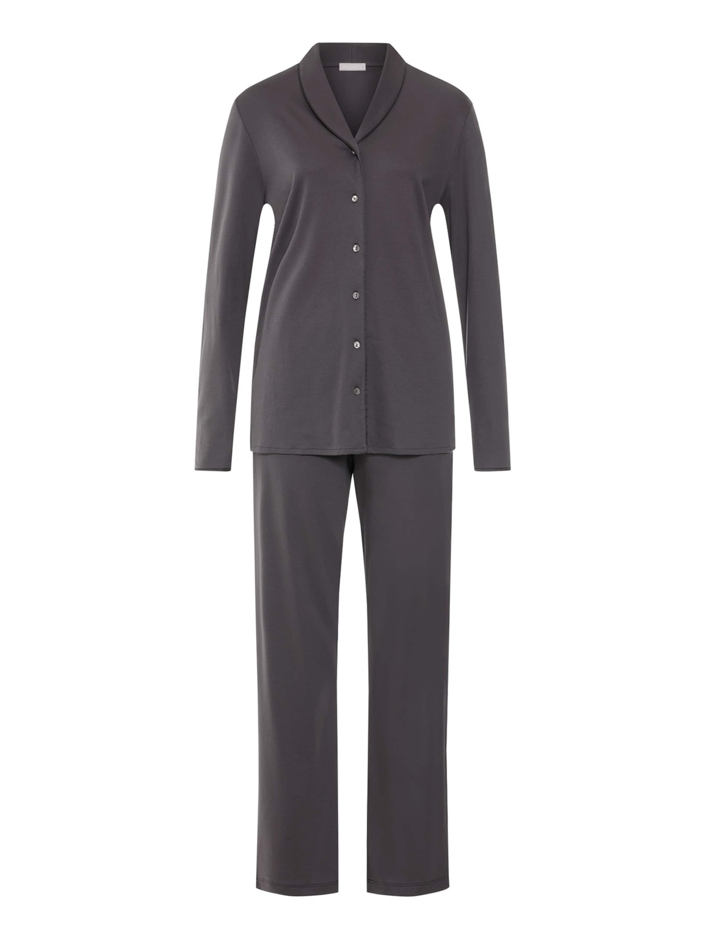 Hanro Pyjama ' Cotton Silk ' in Grijs: voorkant