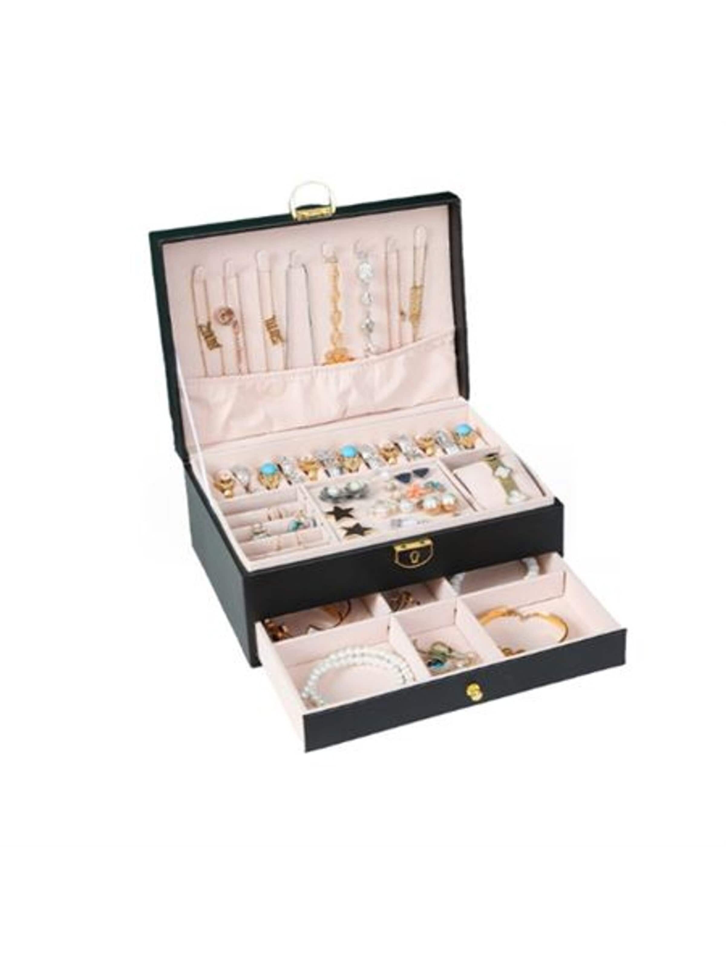 Boîte à bijoux 'UNIQ Classic Aluminium Jewellery Box - 3 pcs' UNIQ Beauty en noir : devant