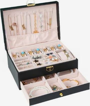 Boîte à bijoux 'UNIQ Classic Aluminium Jewellery Box - 3 pcs' UNIQ Beauty en noir : devant