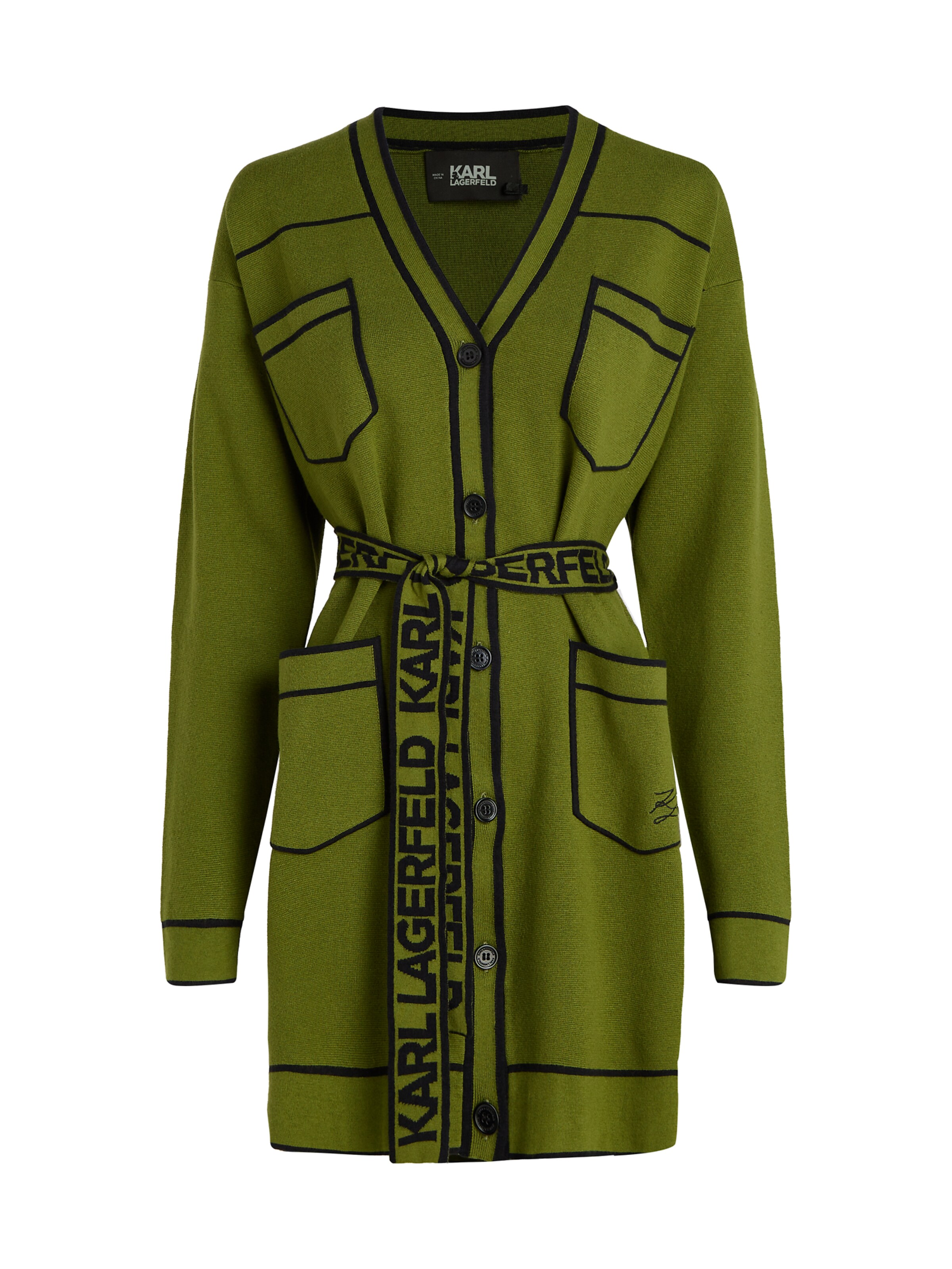 Karl Lagerfeld Πλεκτή ζακέτα σε πράσινο: μπροστά