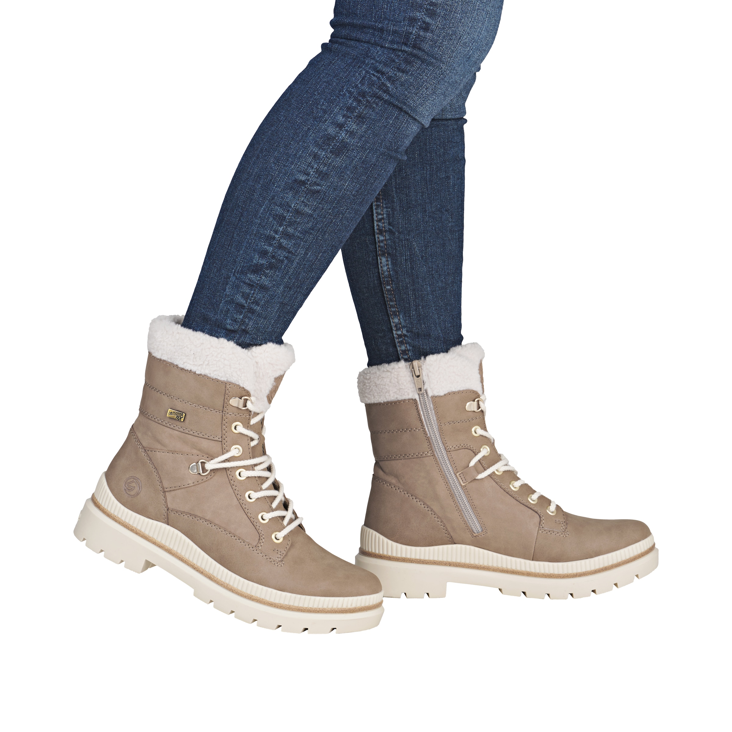 REMONTE Schnürstiefelette in Beige