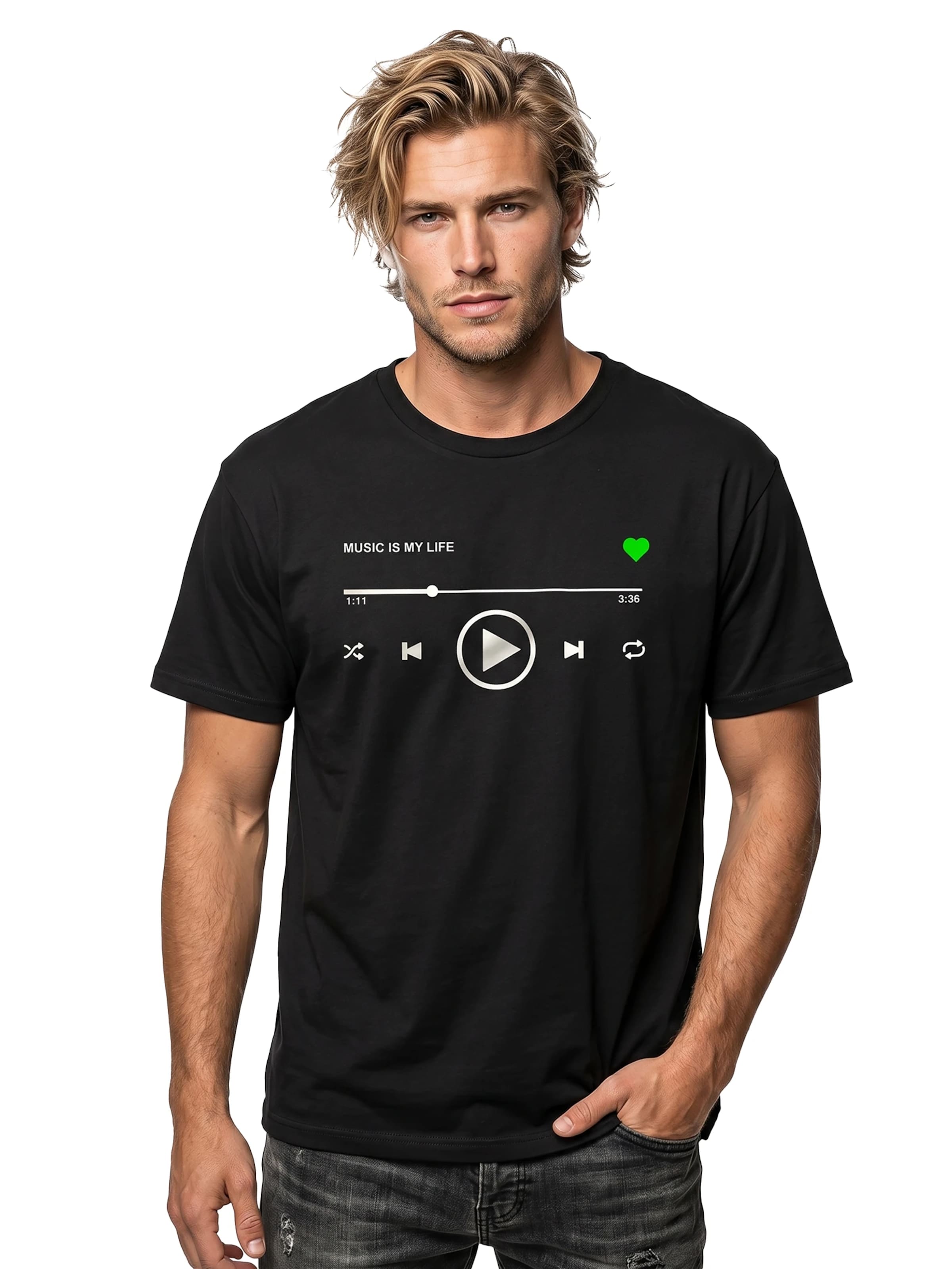 MAKAYA Shirt 'Music Playlist' in Black