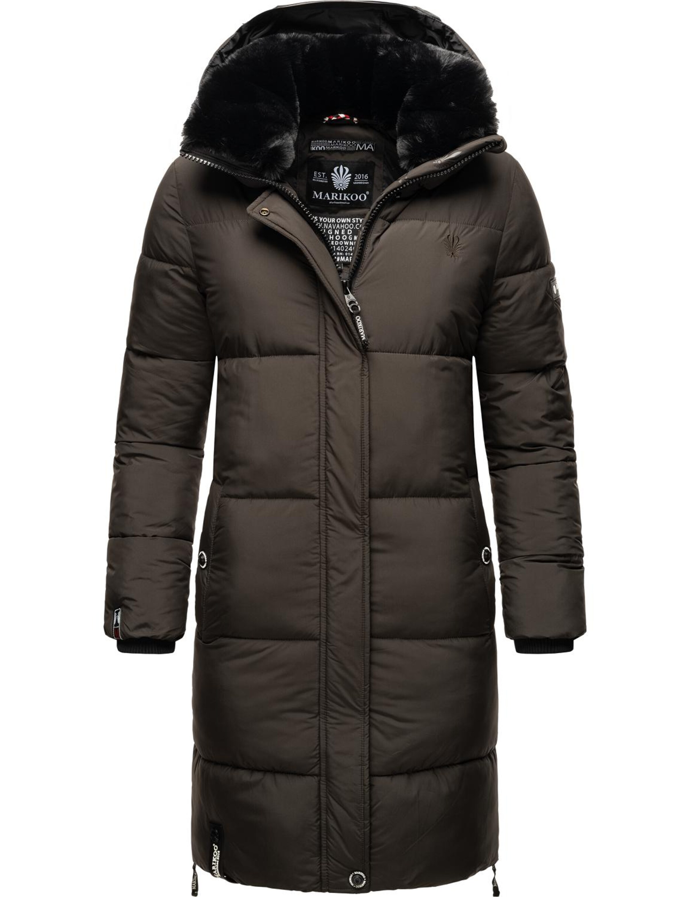 MARIKOO Зимнее пальто в Серый: спереди
