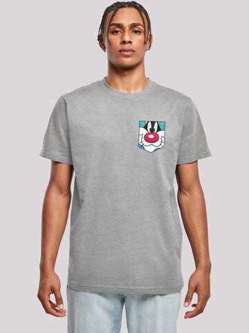 T-Shirt 'Looney Tunes Sylvester Face' F4NT4STIC en gris : devant