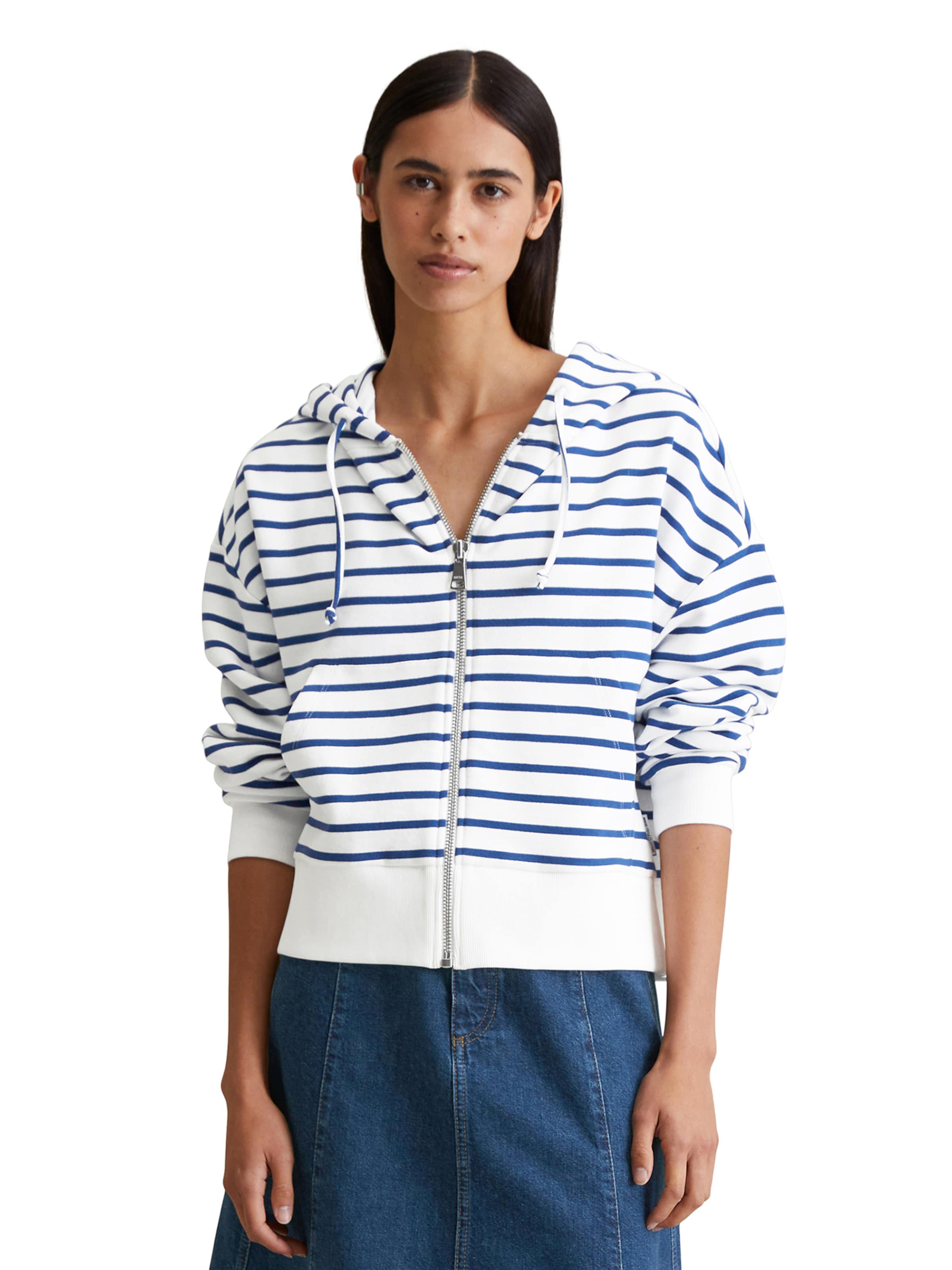 Marc O'Polo DENIM Sweat jacket in White: front