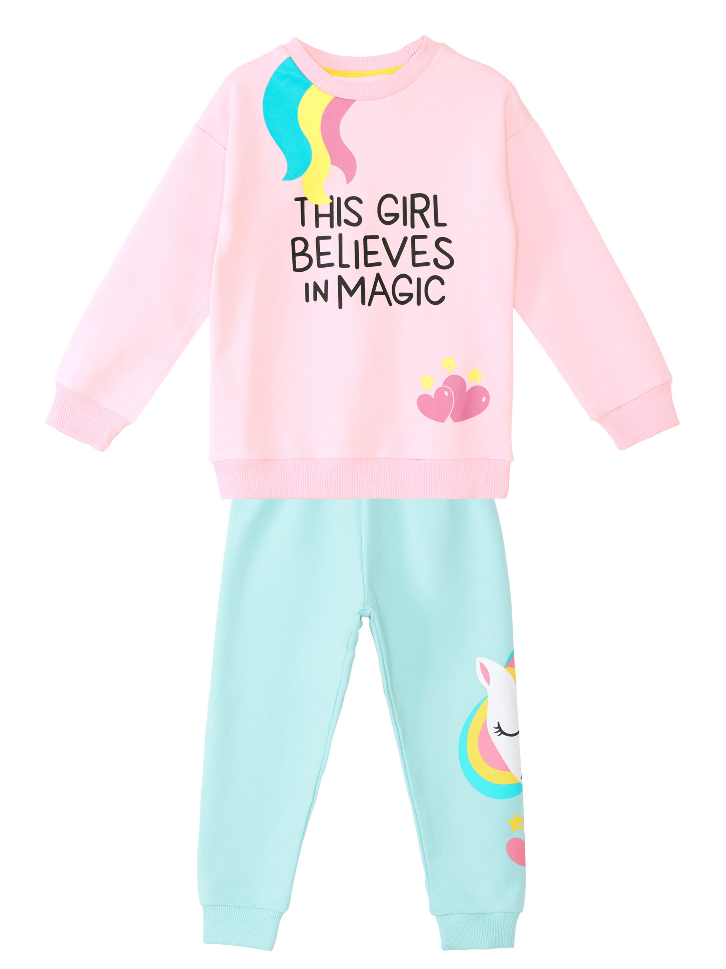 Denokids Trainingsanzug 'Unicorn' in Pink: Vorderseite