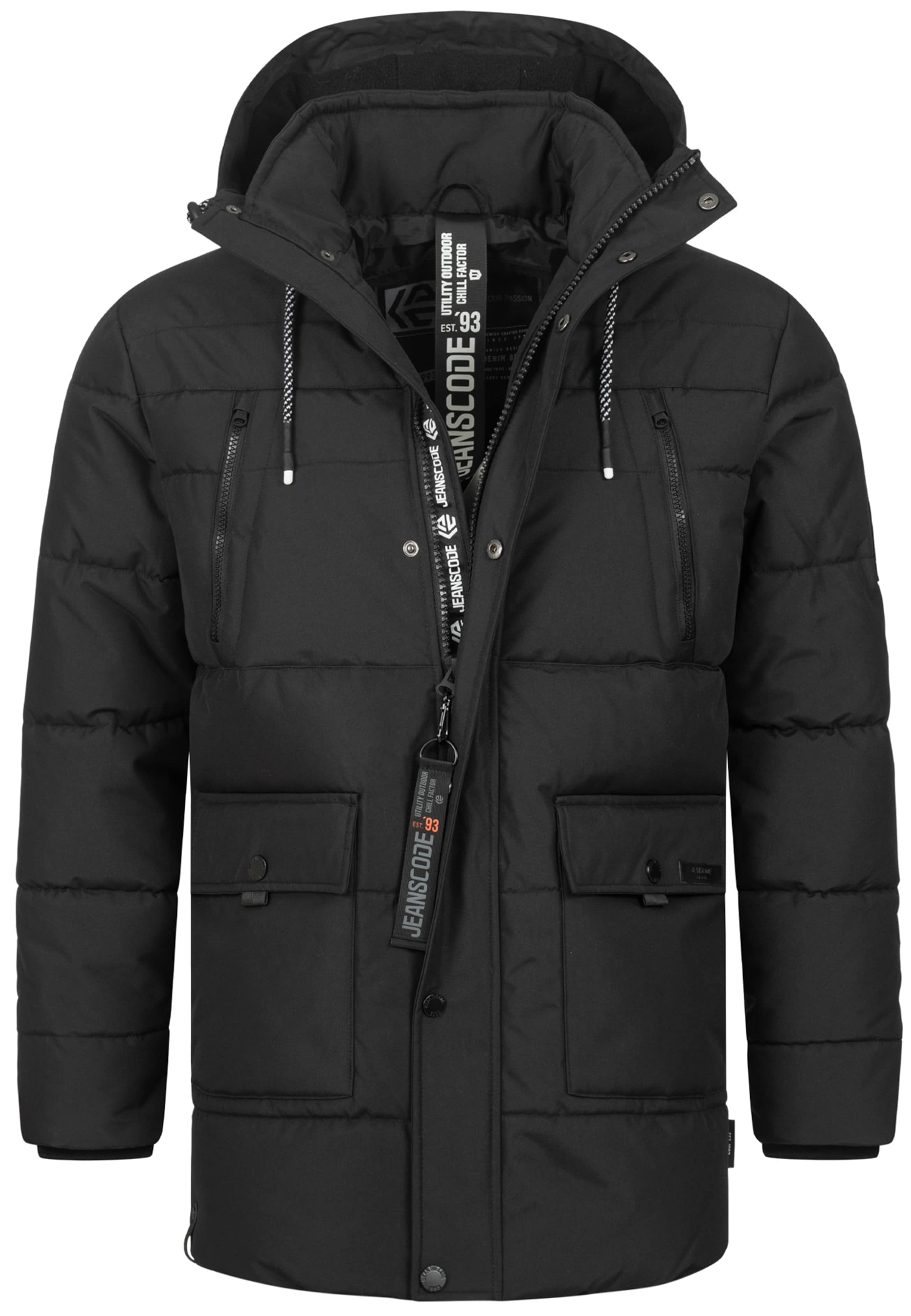 INDICODE JEANS Winterjacke 'Wess' in Schwarz: Vorderseite