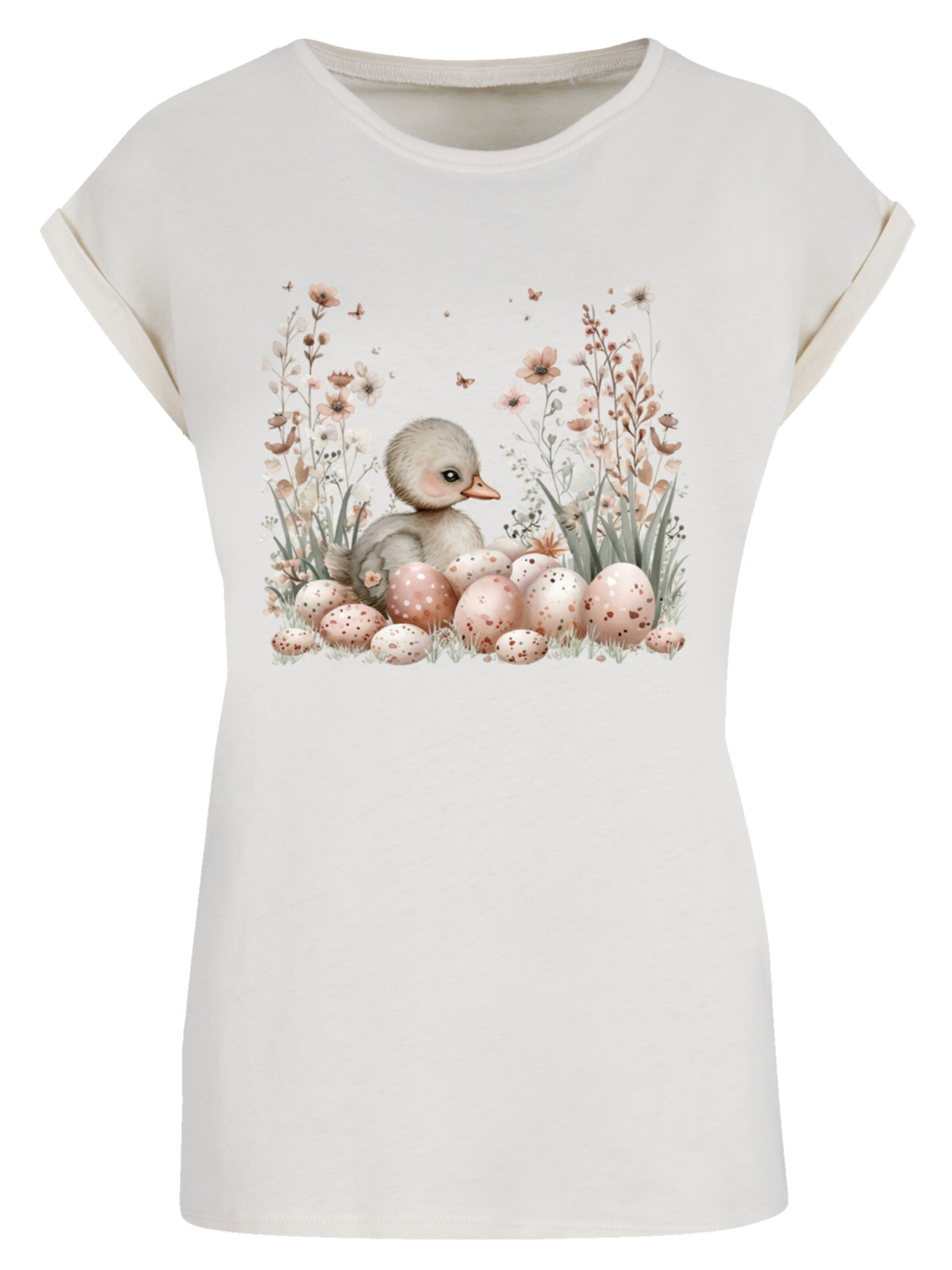 F4NT4STIC Shirt 'Ente Ostereier Blumen Küken' in Beige: front