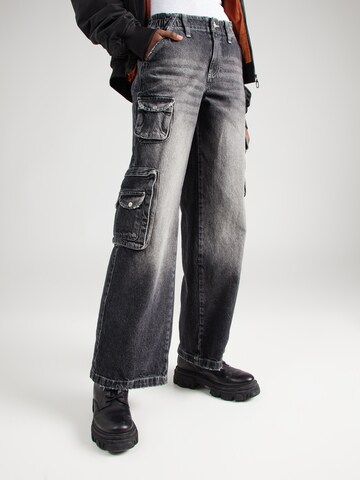 Wide leg Jeans cargo 'CYBER' di BDG Urban Outfitters in nero: frontale