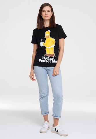 LOGOSHIRT Shirt 'Simpsons - Homer Simpson' in Zwart