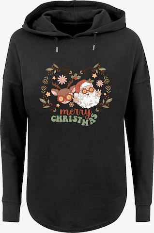 F4NT4STIC Sweatshirt 'Christmas Hippie Santa And Reindeer' in Zwart: voorkant