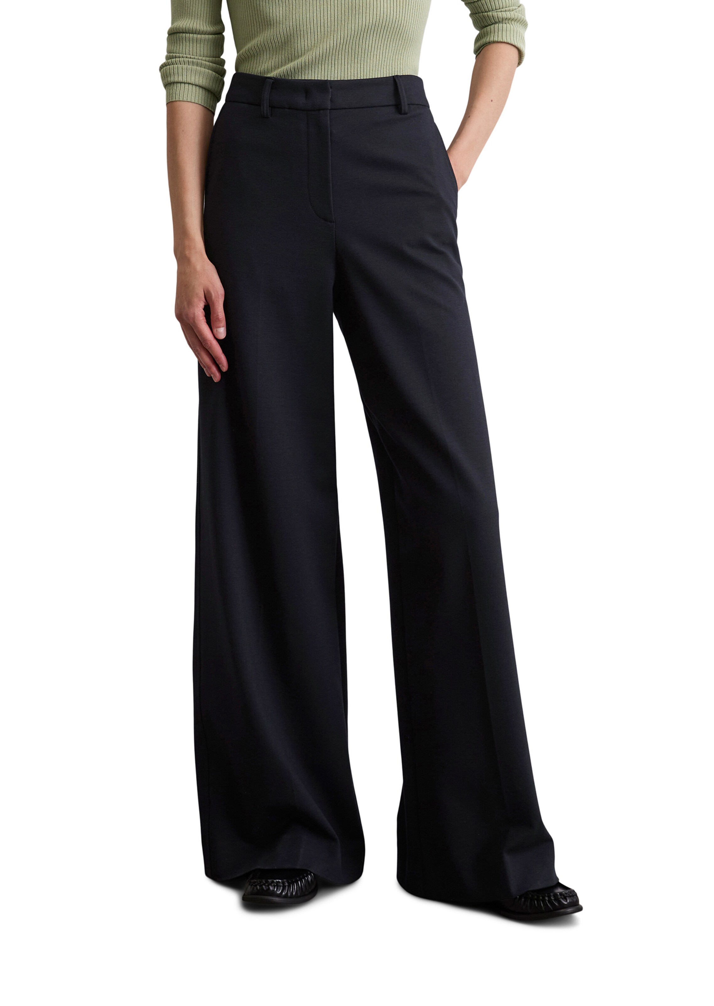 Marc O'Polo Wide Leg Hose in Schwarz: Vorderseite