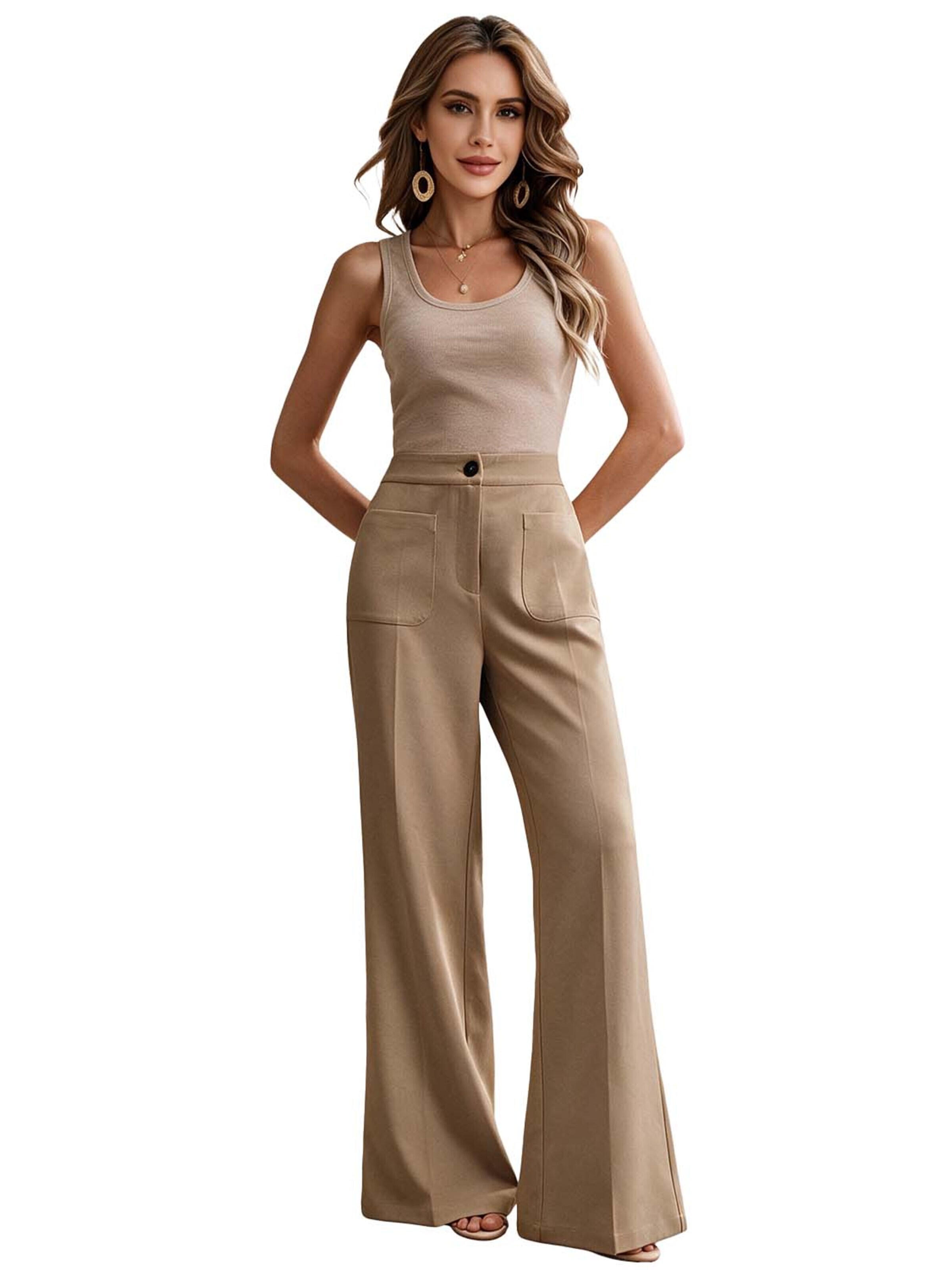 KoJooin Szeroka nogawka Spodnie 'Damen High-Waist Palazzo-Hose mit leichter Bootcut-Silhouette Lockerer Schnitt für Freizeit' w kolorze zielony