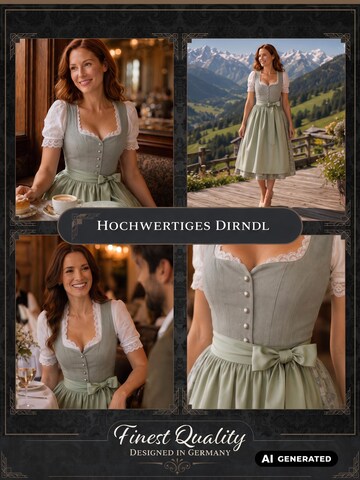 Falkenrieder Dirndl 'Damen Midi Trachtenkleid mit praktischer Rocktasche - Basel'‌‌‌‌‌‌‌‌‌ in Grün