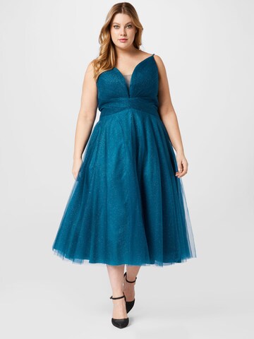 Robe de cocktail My Mascara Curves en vert : devant